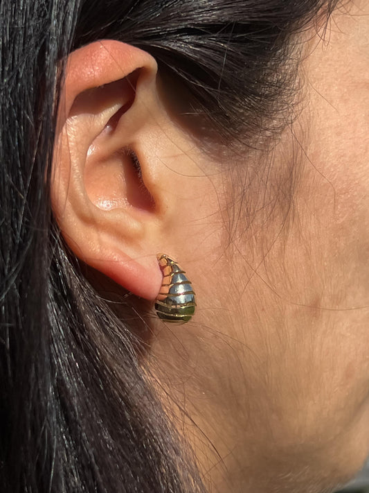 Gold Teardrop cut out dupe earrings 14k gold chunky dome trendy hoop earring statement earring real gold statement earring gift for her