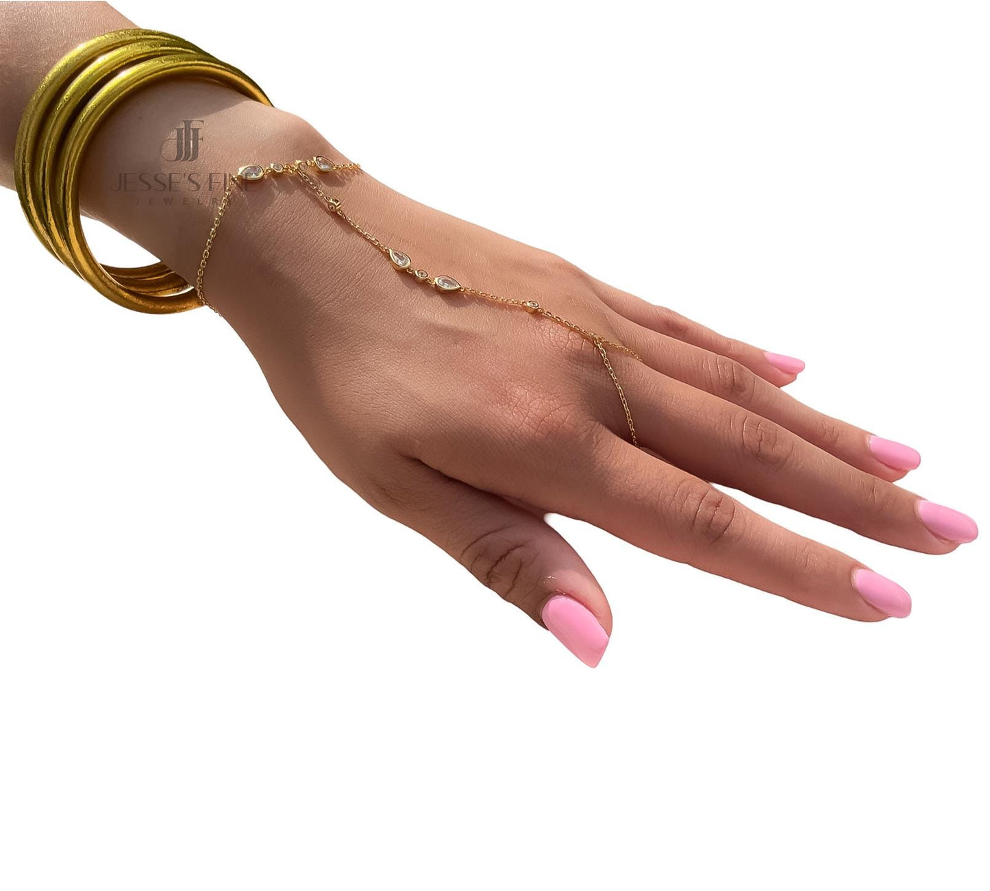 Gold Hand Chain Bridal Handchain Bracelet Silver Sahmaran Finger Bracelet Dainty Hand Chain Bracelet Bezel CZ stone Handchain bezel pear cz