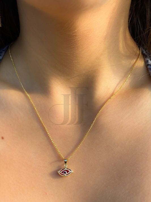 Evil Eye shaped pendant with dark blue evil eye protection evil eye amulet real gold evil eye pendant protection jewlery 14k yellow gold ojo