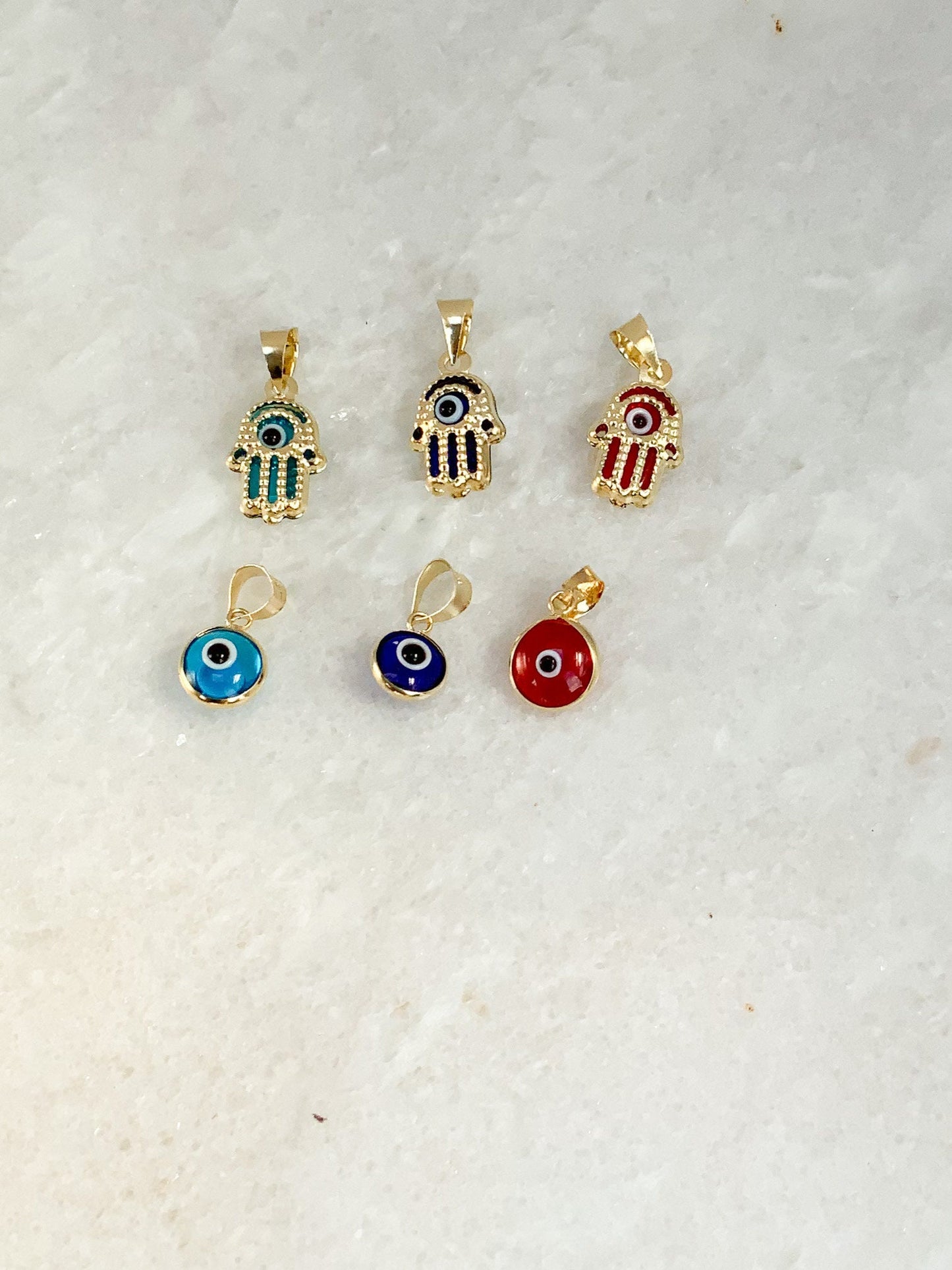 Mini round Blue Evil Eye puffed Pendant Gold Good Luck Round Protection Jewelry dainty Evil Eye Pendant gift for friend amulet pendant