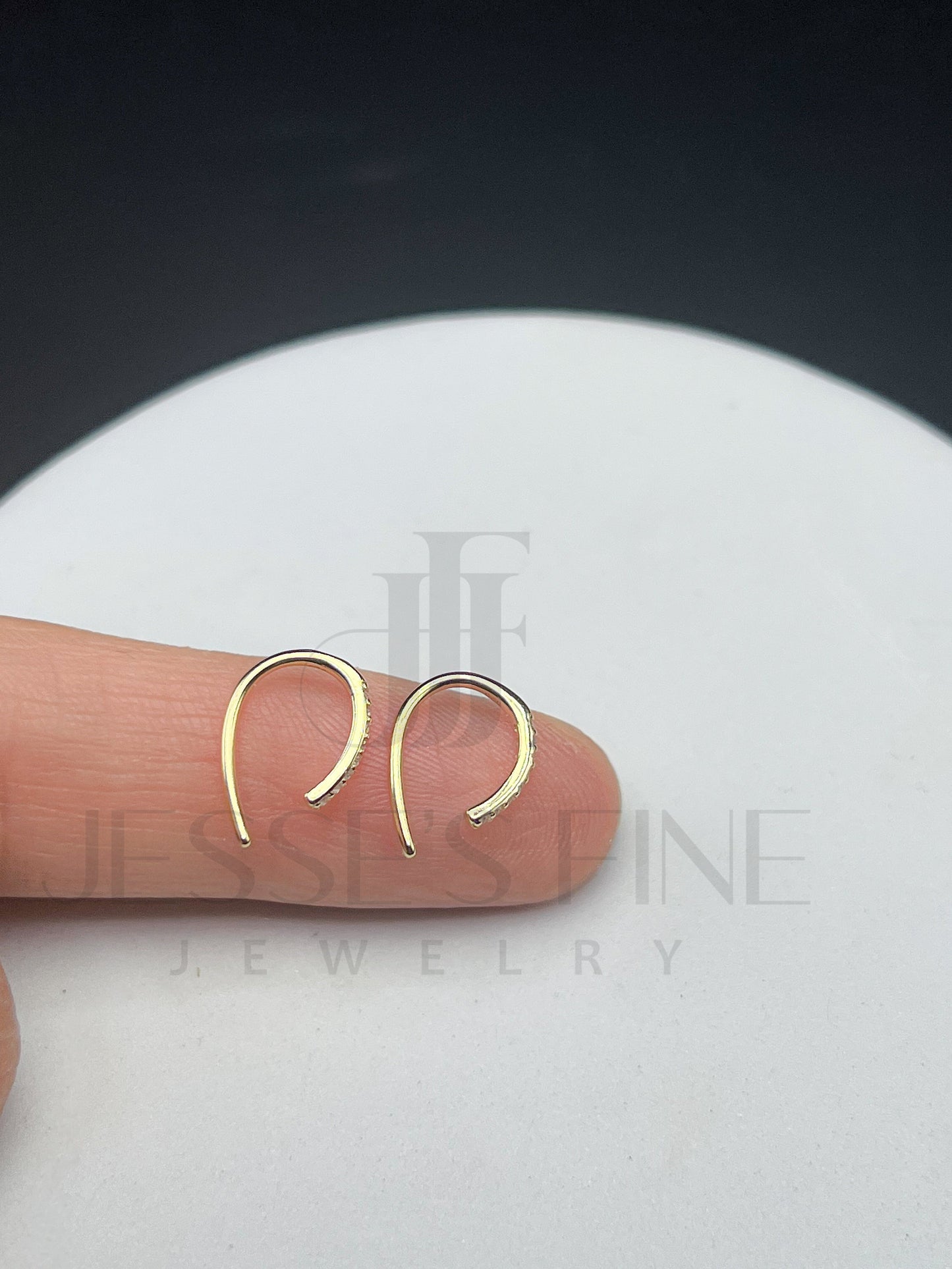 Dainty threader Earrings Dainty CZ stone Arc Wire Earrings Minimalist Earrings curated earring gift for her dainty earrings open hoop tiny