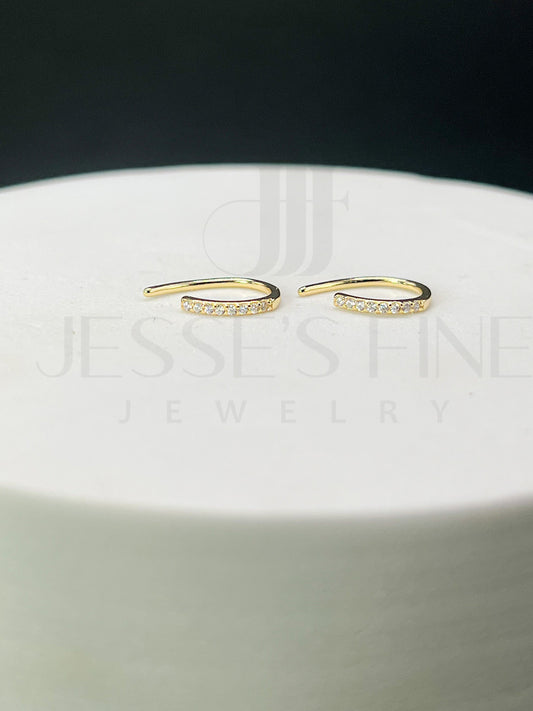 Dainty threader Earrings Dainty CZ stone Arc Wire Earrings Minimalist Earrings curated earring gift for her dainty earrings open hoop tiny