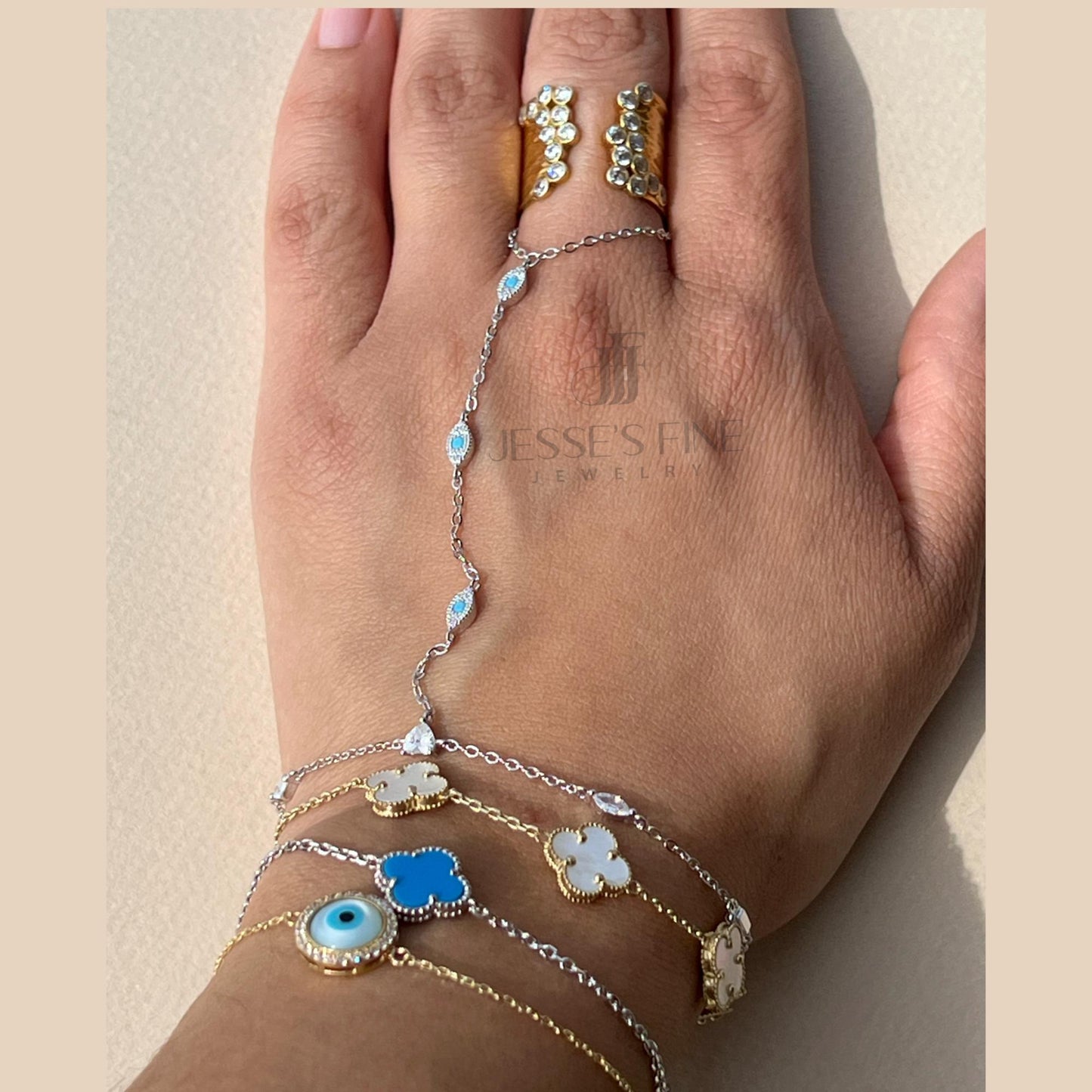 Silver Evil eye handchain bracelet CZ evil eye silver hand chain bracelet trendy hand chain bracelet prom handchain bridal handchain silver