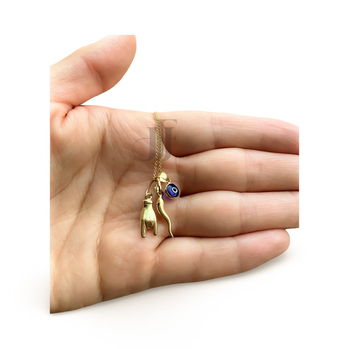 Italian Mano Cornuto Charm Gold Hand Cornuto Real Gold Italian Charm good luck charm evil eye protection cornicello charm malocchio gold