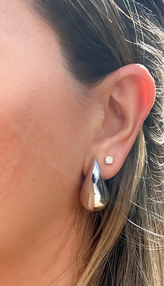 Silver drop dupe silver earring mini puff teardrop earring statement large statement earring gift for her large puff teardrop sterlingsilver