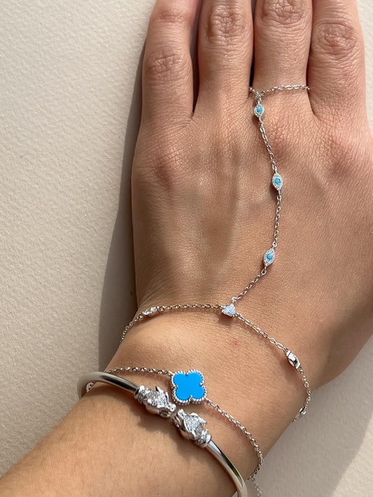 Silver Evil eye handchain bracelet CZ evil eye silver hand chain bracelet trendy hand chain bracelet prom handchain bridal handchain silver