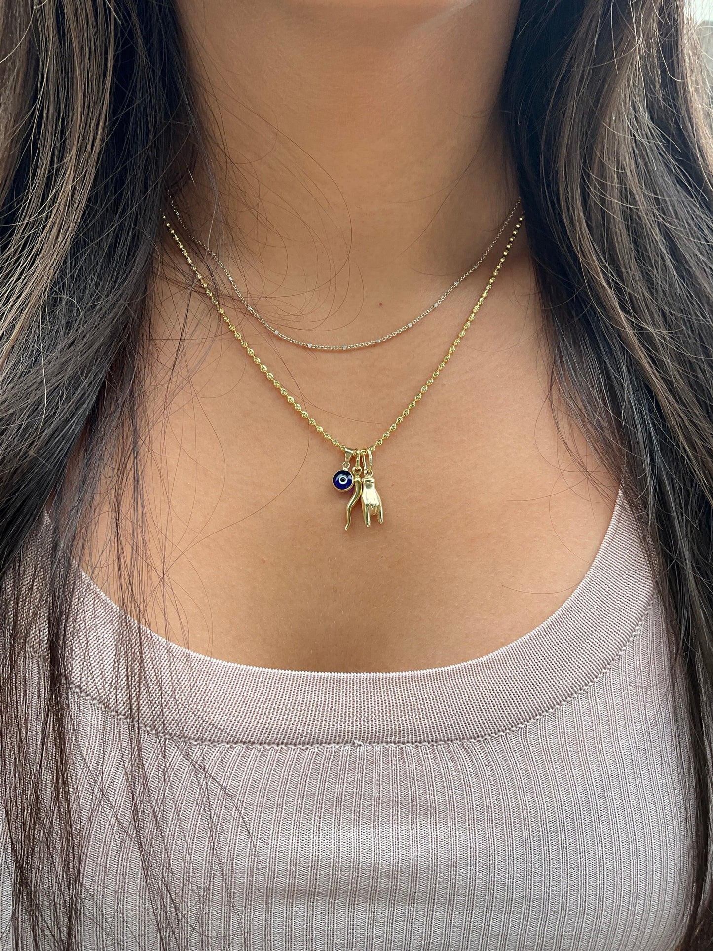 Mano Cornuto italian Charm Gold Hand Cornuto Real Gold Italian Charm good luck charm evil eye protection cornicello charm malocchio gold