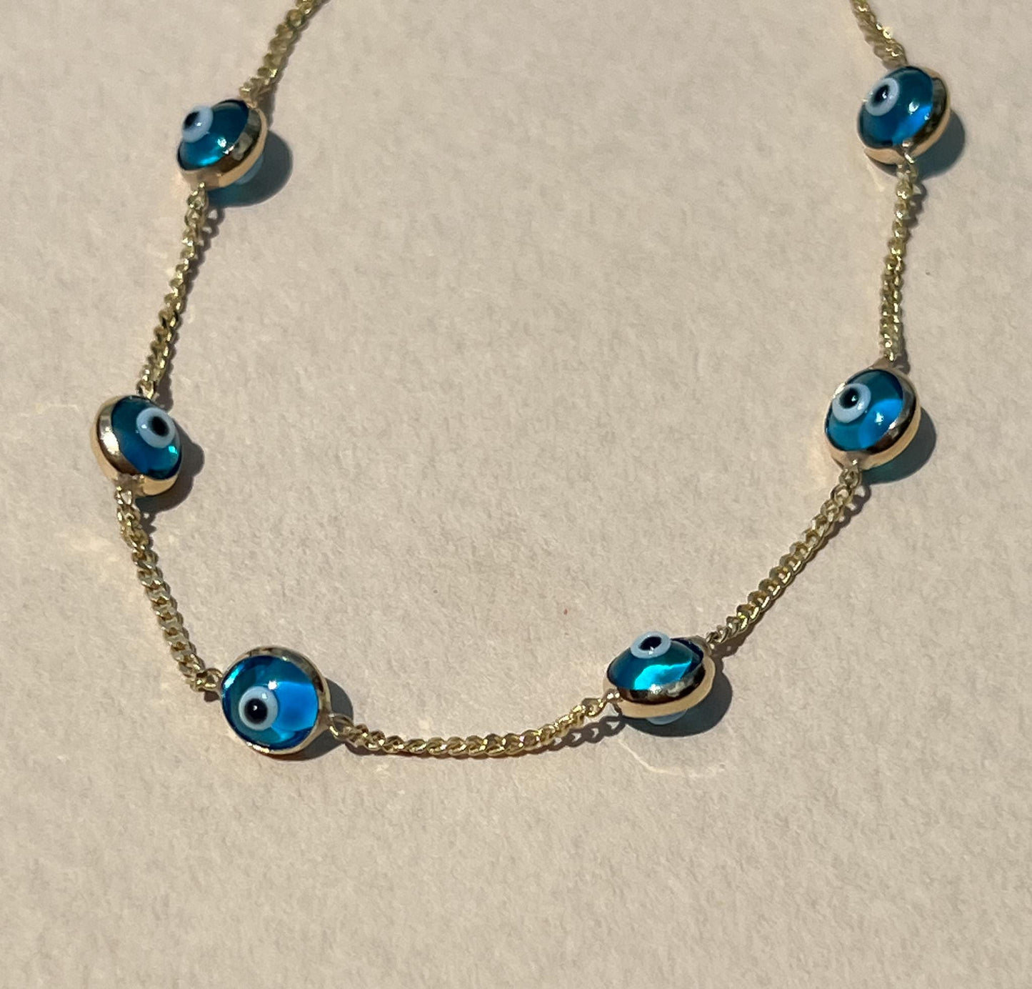 Dainty real gold Evil Eye Bracelet Tennis Bracelet 10k gold Bracelet Evil Eye  Dainty Evil Eye Charm Bracelet for her evil eye stacking