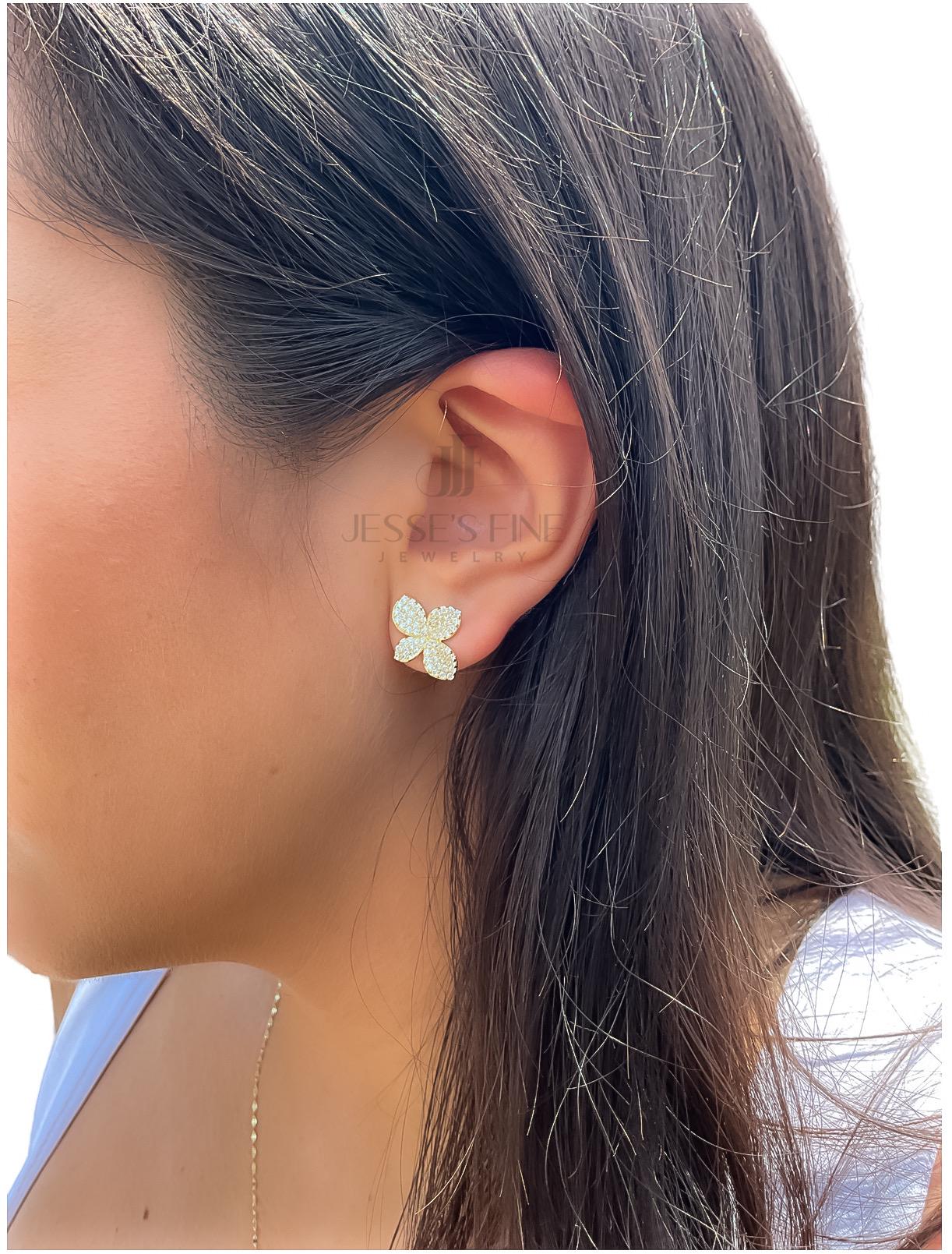 Bridal flower earrings wedding day earrings flower gold plated sterling silver earring bridesmaid earring blossom earrings designer earring