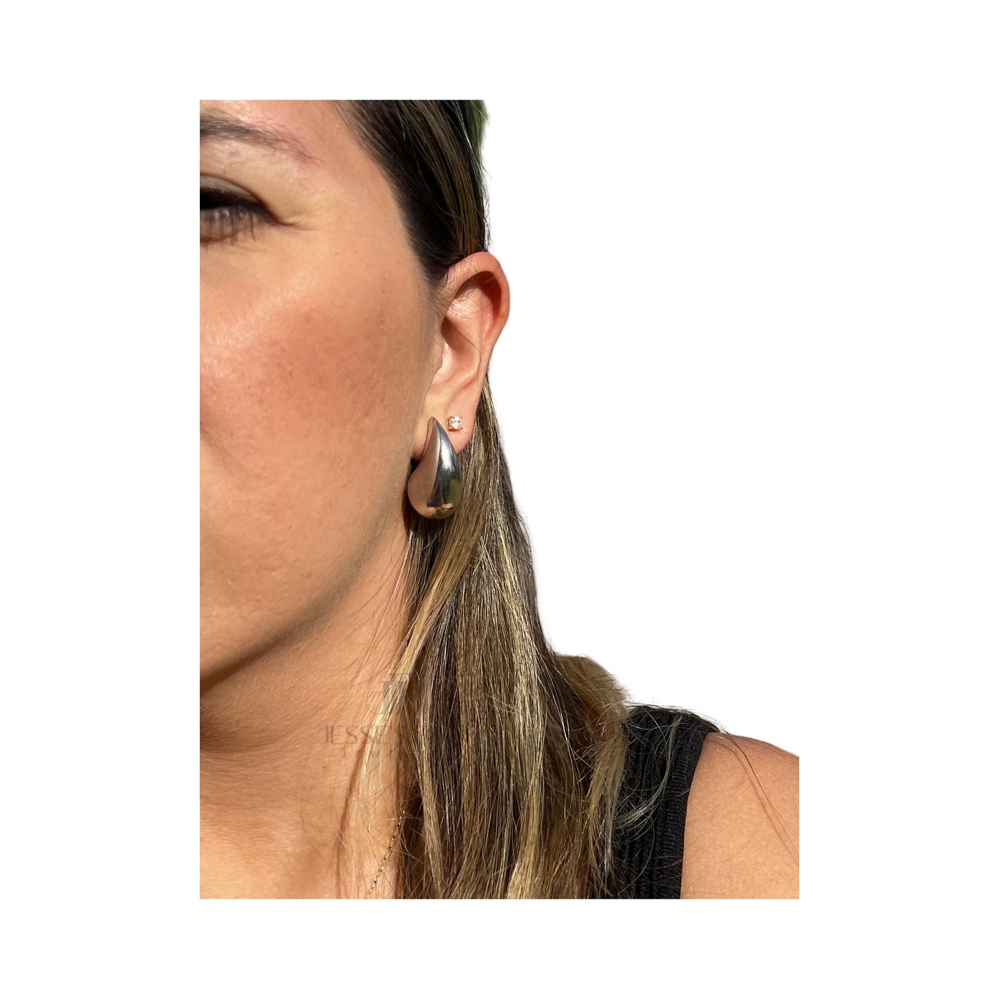 Silver Waterdrop earring large teardrop earring statement mini statement earring gift for her large puff teardrop silver small waterdrop