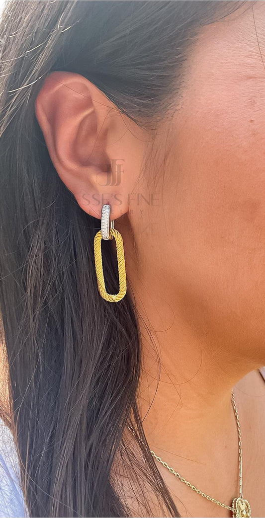 Two tone long hoop earrings mixed metal hoop earrings wedding earrings elegant long mixed metal earrings gold and silver long hoop earrings