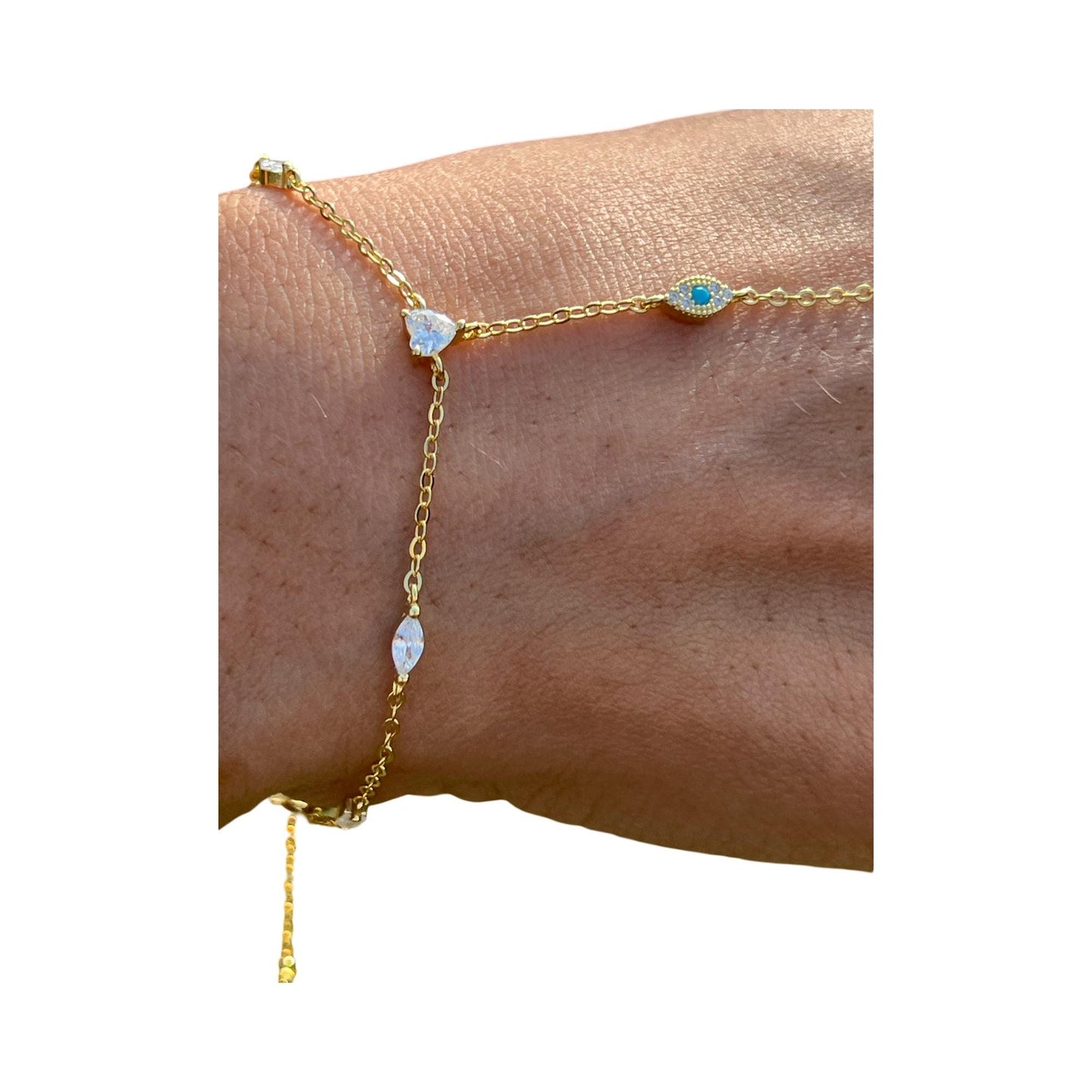 Silver Evil eye handchain bracelet CZ evil eye silver hand chain bracelet trendy hand chain bracelet prom handchain bridal handchain silver