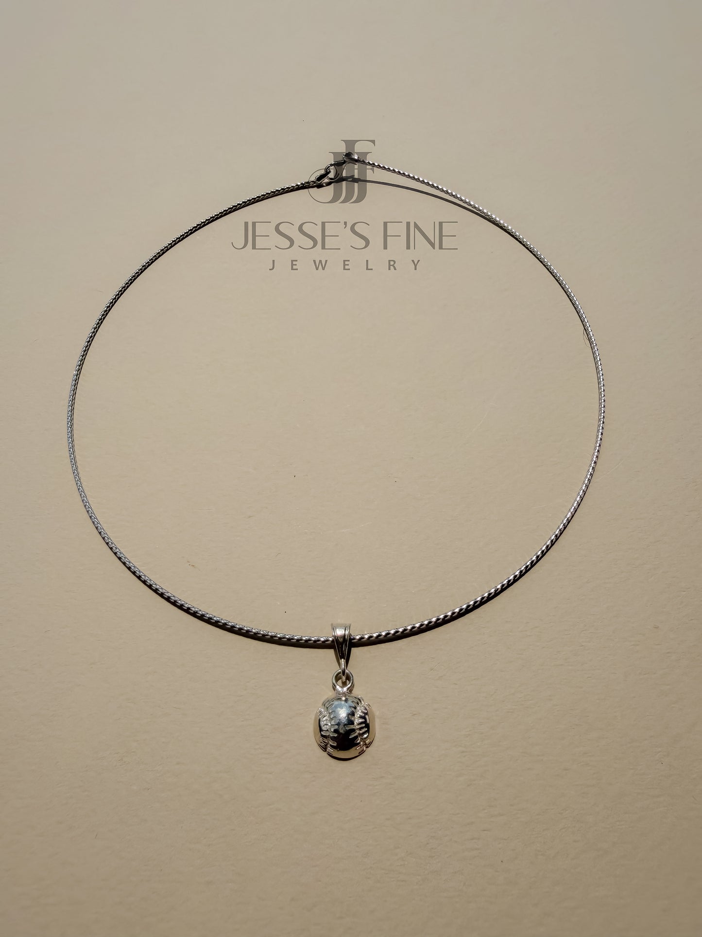 Baseball silver collar necklace