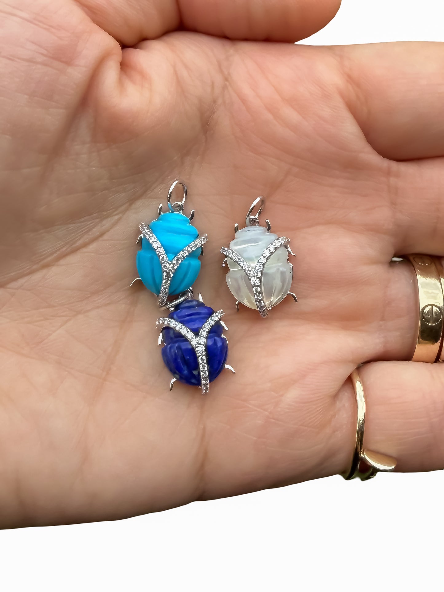 Lapis scarab hand carved sterling silver gift for her good luck scarab pendant natural stone scarab pendant dainty mini scarab Egyptian