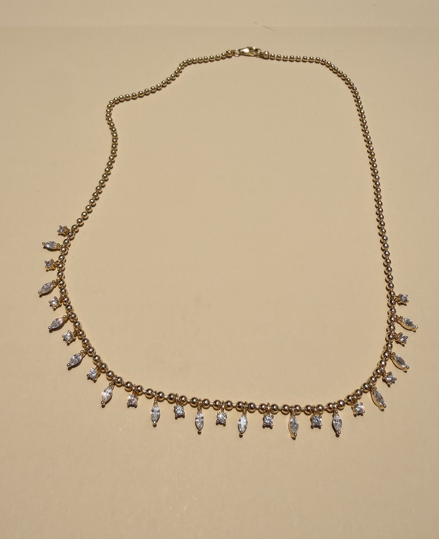 Dainty Marquise Stone Fringe Necklace
