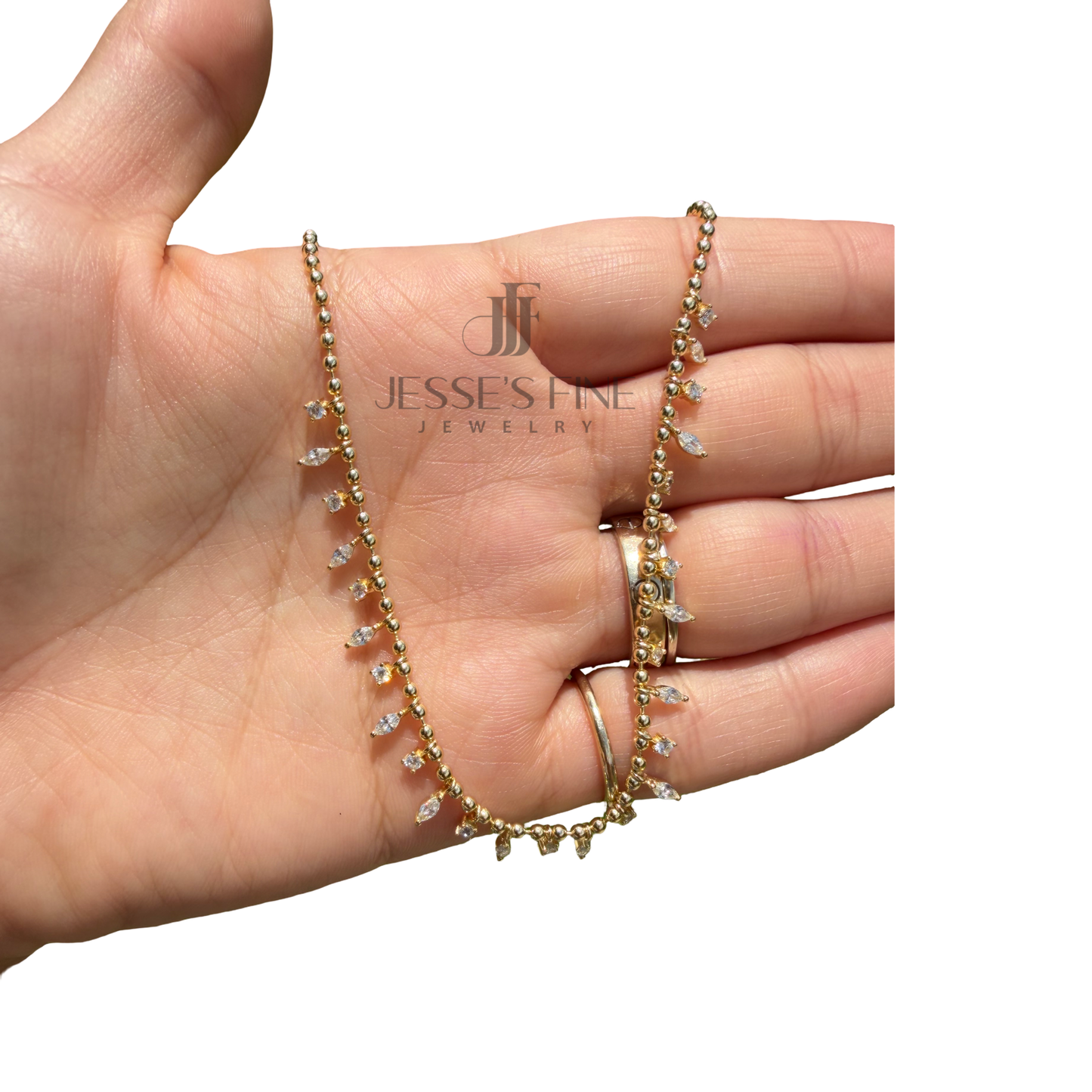 Dainty Marquise Stone Fringe Necklace