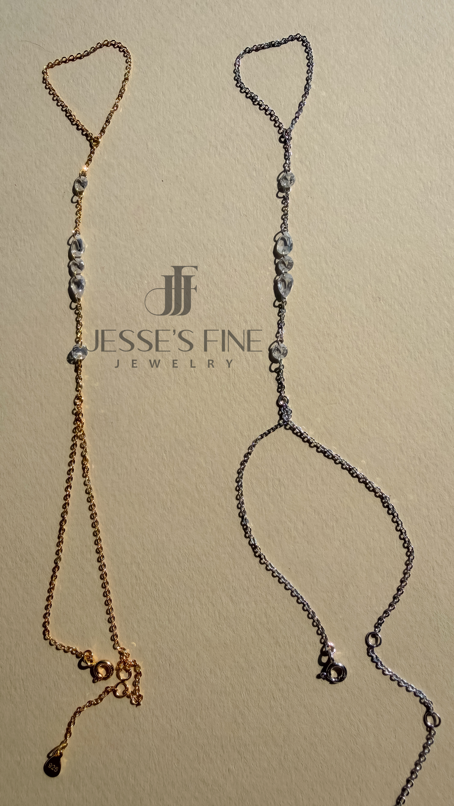 Floating handchain crystal gold plated  Silver Hand Chain Bracelet