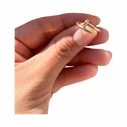 Dainty 10k gold nail inspired ring