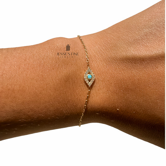 Turquoise evil eye bracelet for women dainty evil eye bracelet gold protection jewelry gift golf evil eye bracelet with turquoise CZ