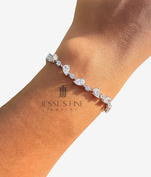 Mixed stone tennis bracelet pear tennis bracelet bridal bracelet wedding day jewelry bridal pear silver bracelet