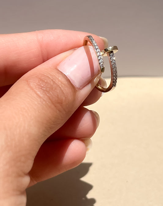 Dainty 14k gold nail shaped ring