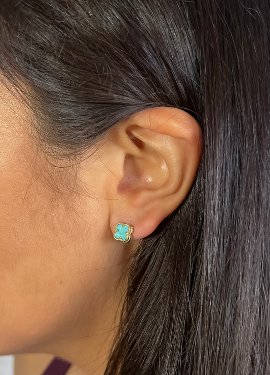 Mini clover earrings 10k gold red clover earrings