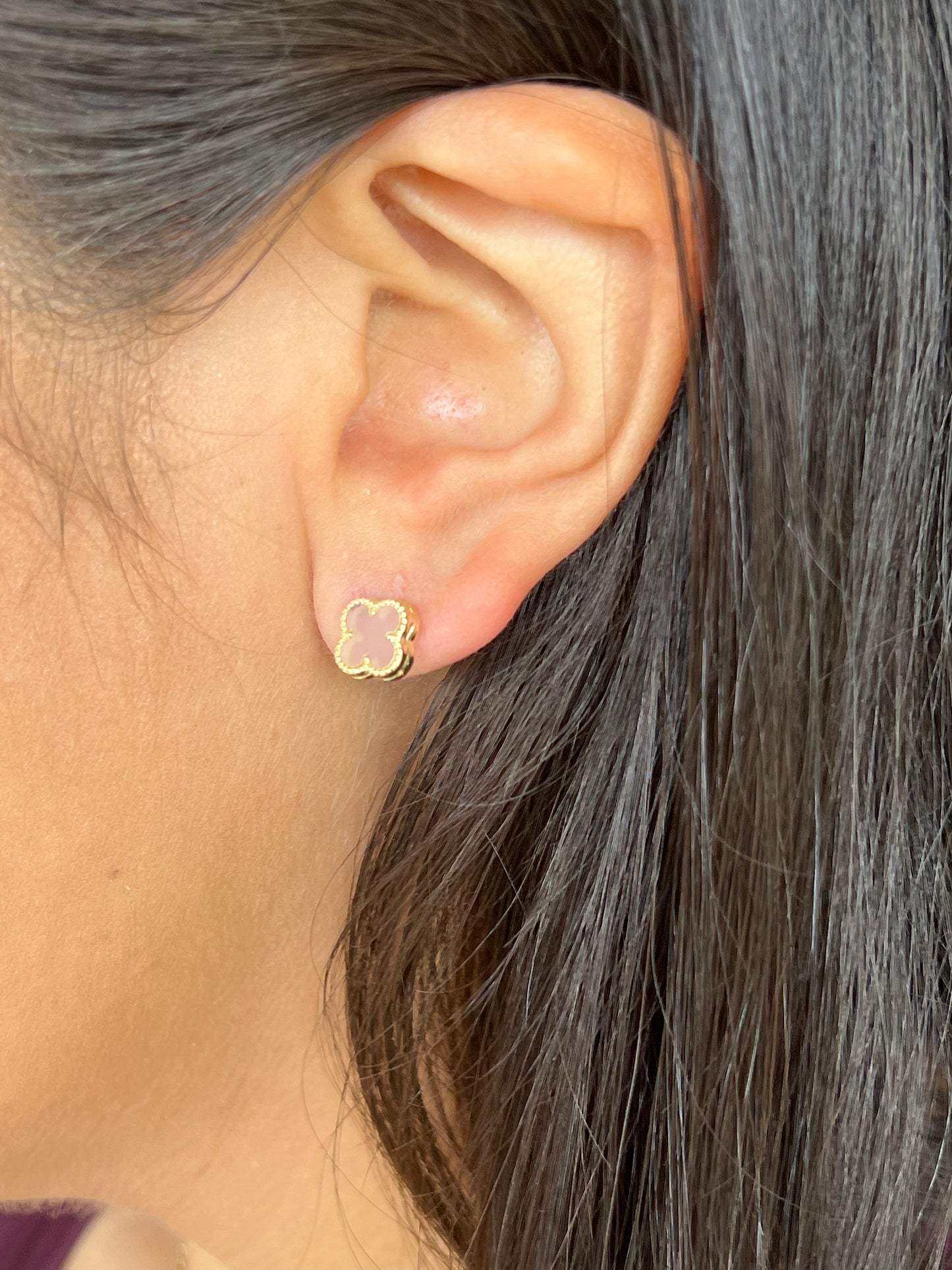 Mini clover earrings 10k gold red clover earrings