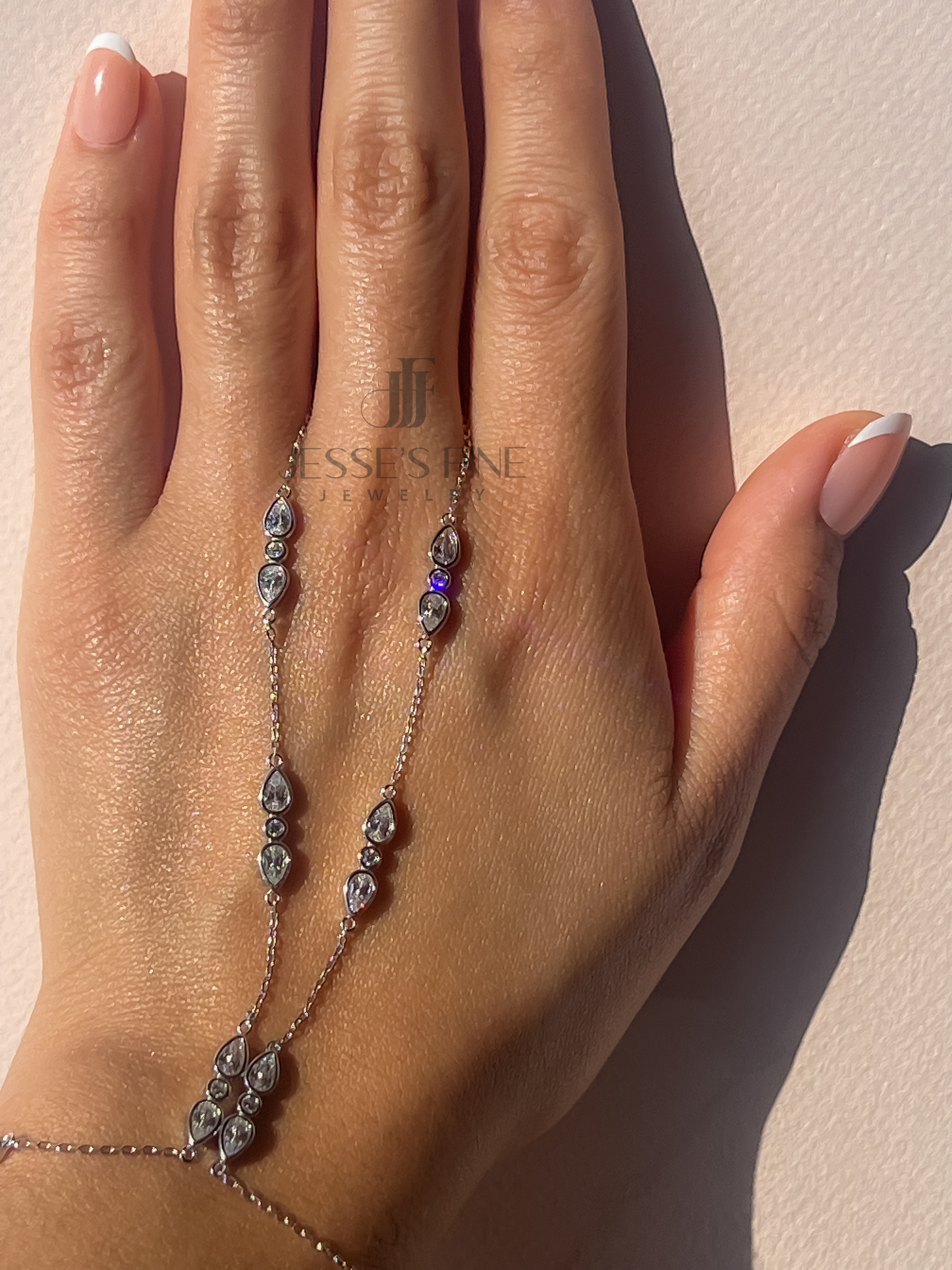 Pear bezel handchain bracelet pear cz open bezel handchain bracelet trendy hand chain bracelet statement open handchain pear bezel for her
