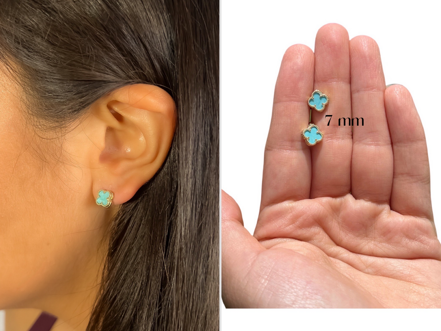 Mini clover earrings 10k gold red clover earrings