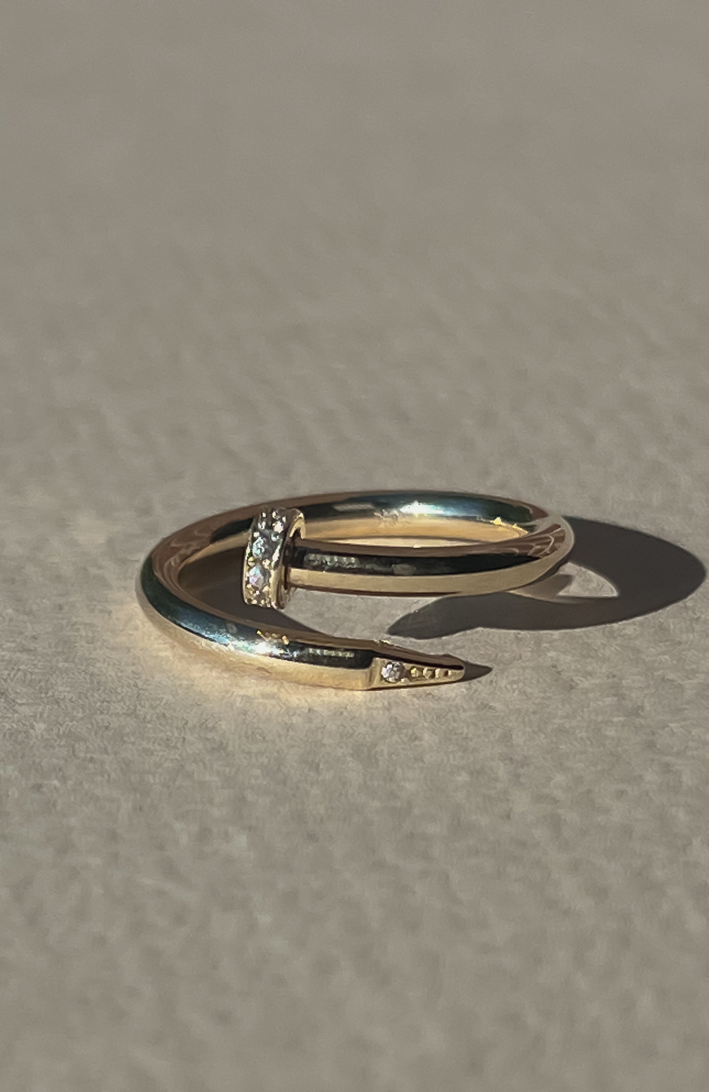 Dainty 10k gold nail inspired ring