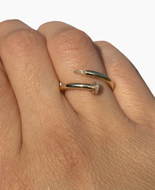 Dainty 10k gold nail inspired ring