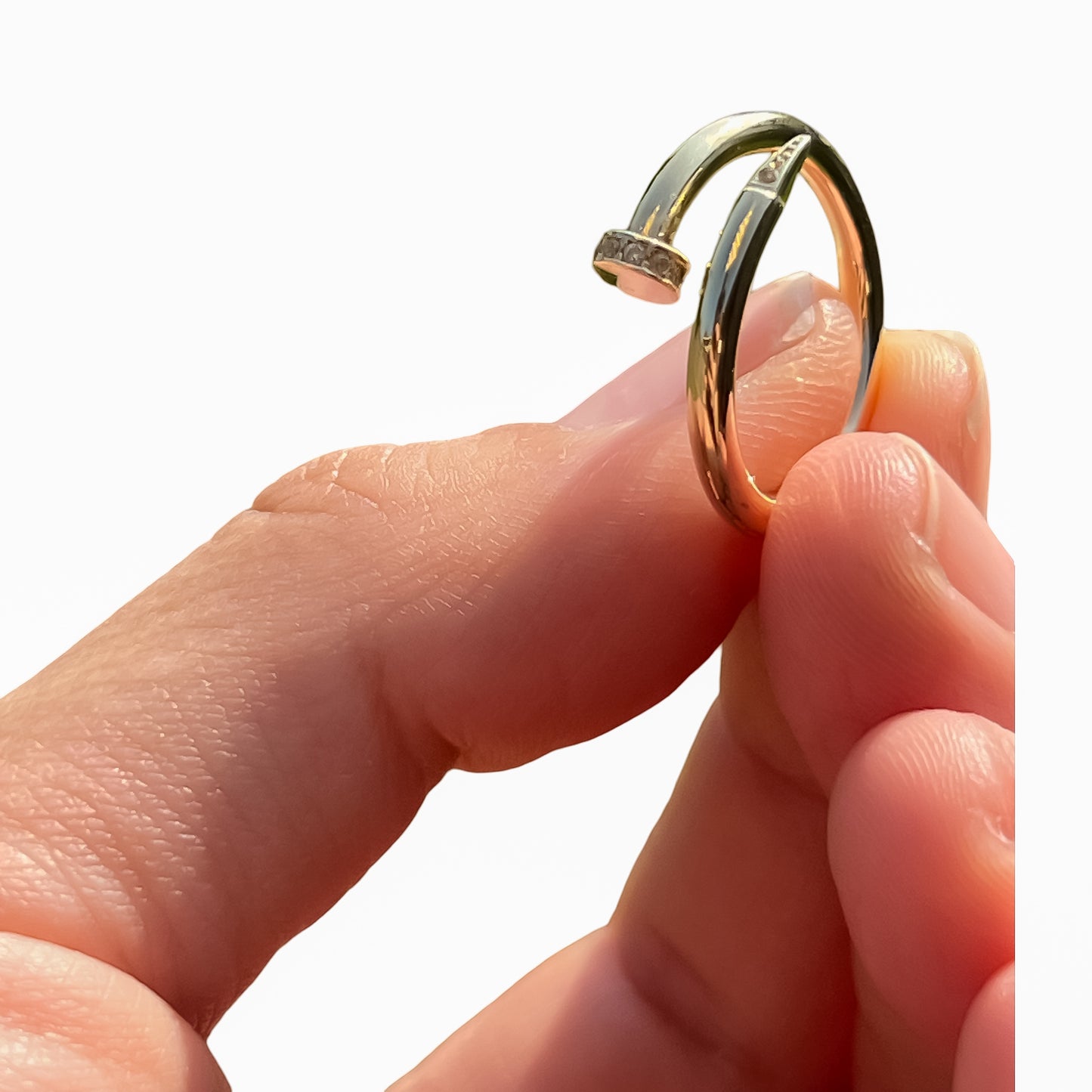 Dainty 10k gold nail inspired ring