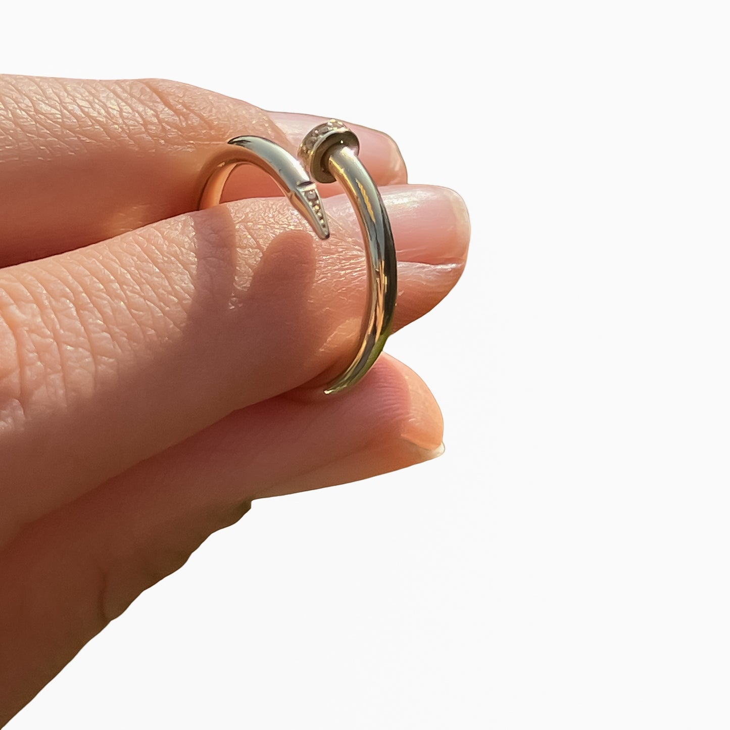 Dainty 10k gold nail inspired ring