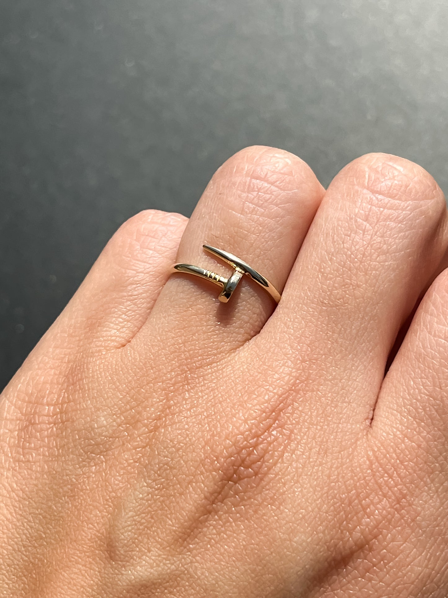 Dainty 10k gold nail inspired ring