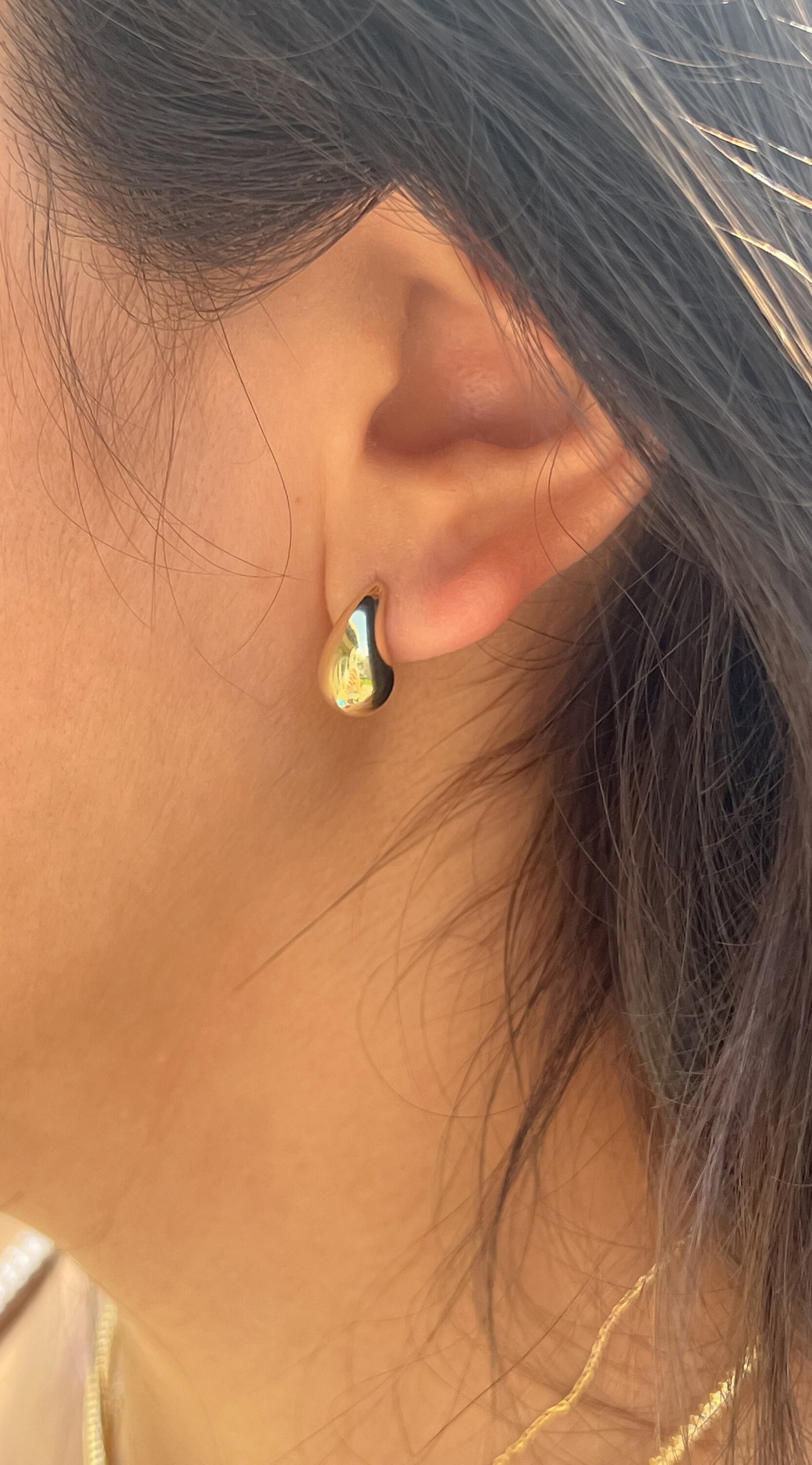Gold Dupe teardrop earring 14k gold dome trendy hoop earring statement earring real gold dome statement earring gift for her gift for friend