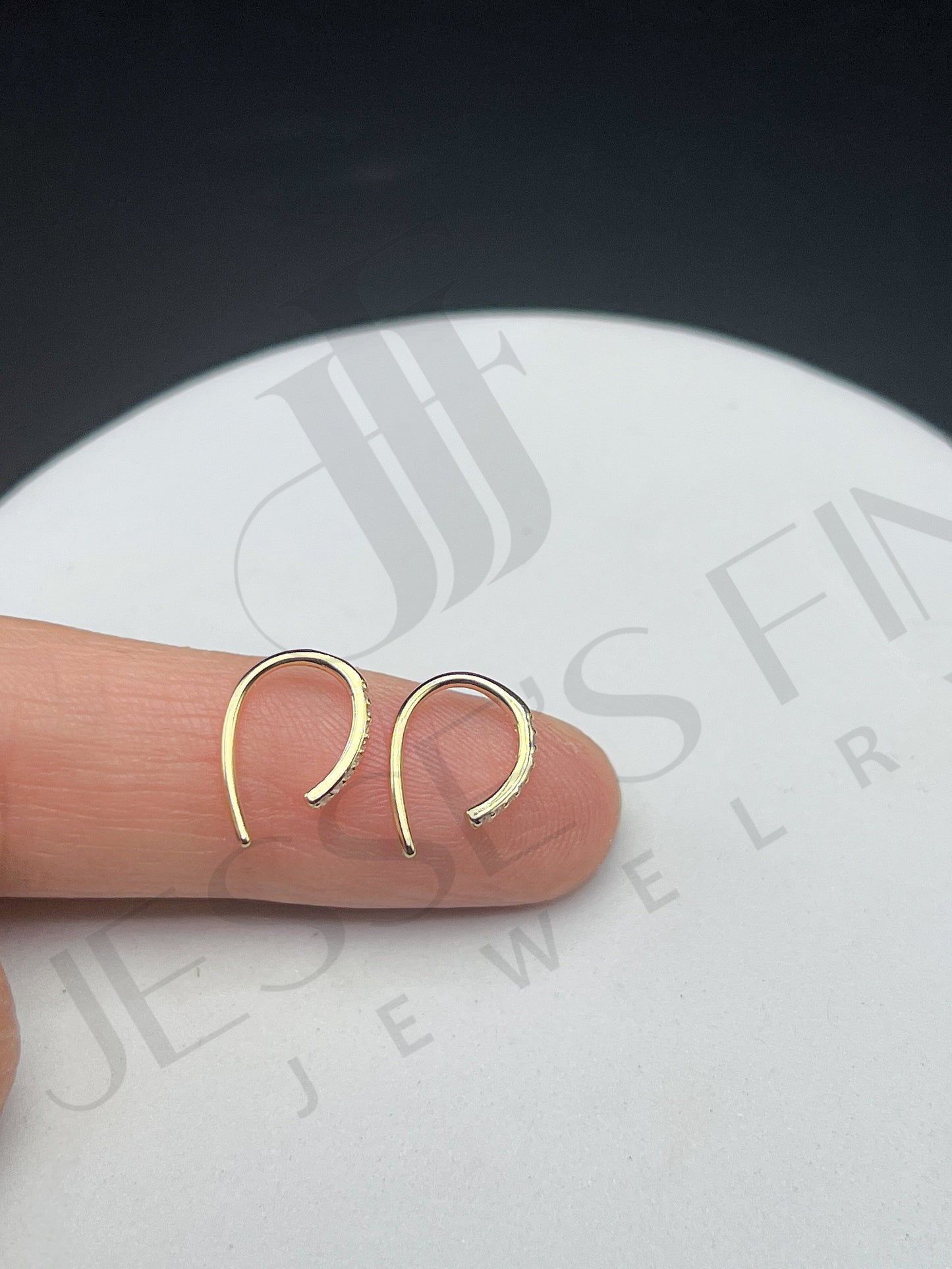 Dainty threader Earrings Dainty CZ stone Arc Wire Earrings Minimalist Earrings curated earring gift for her dainty earrings open hoop tiny