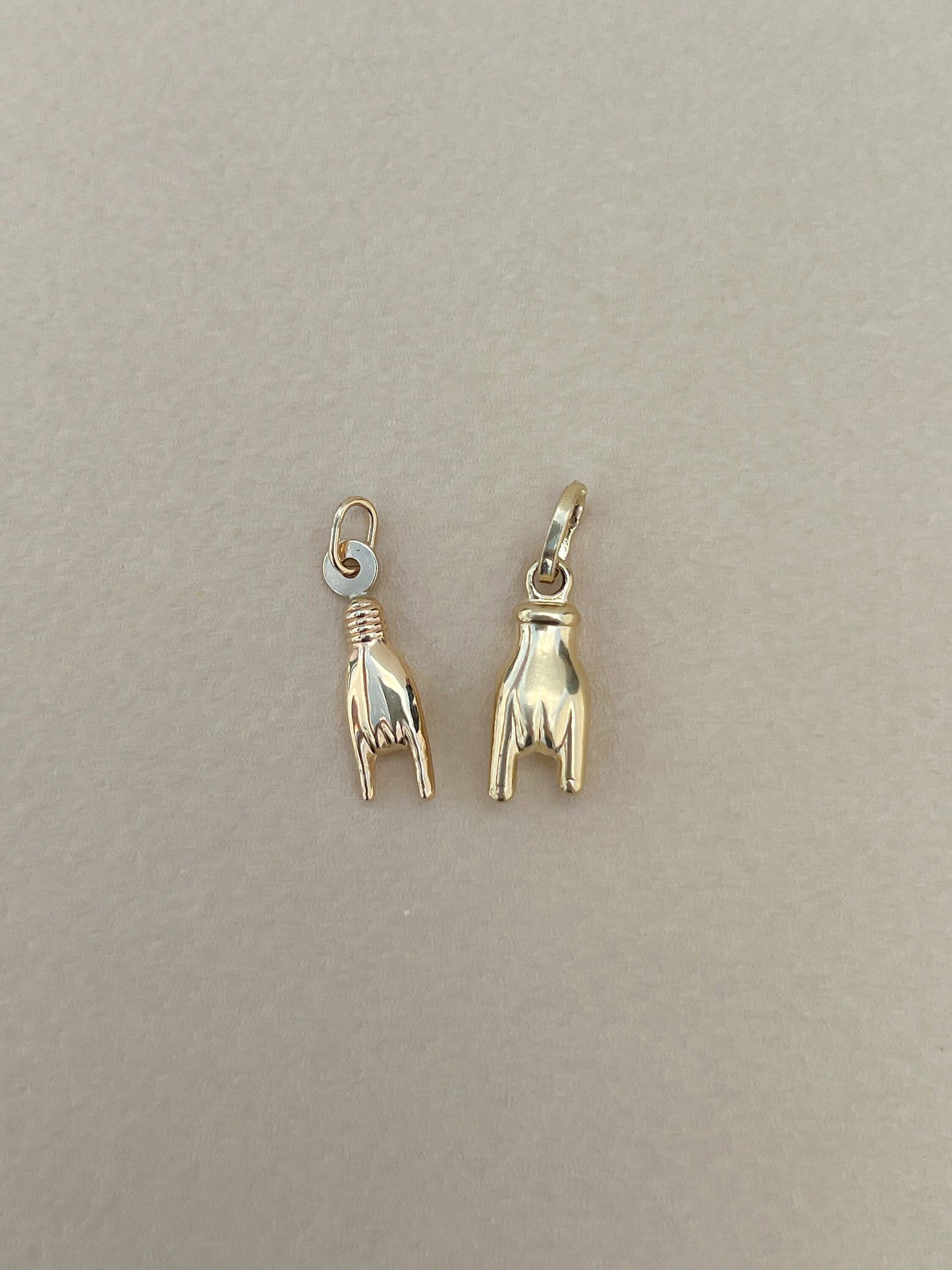 Small Mano Cornuto italian Charm Gold Hand Real Gold Italian Charm good luck charm Malocchio hand charm Italian superstition luck charm