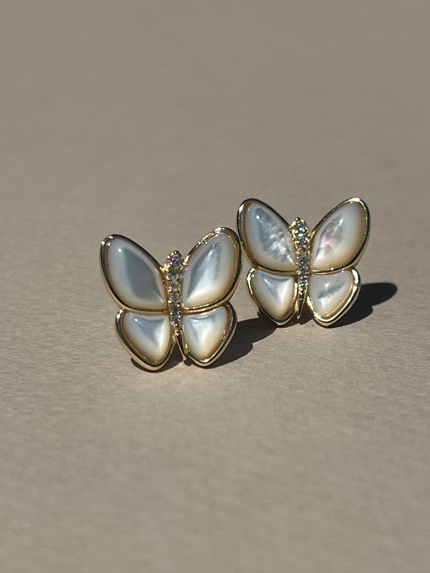 Mother of pearl Butterfly earring gold mop gold plated silver earrings for her butterfly stud earrings for girl earrings for friend mop stud