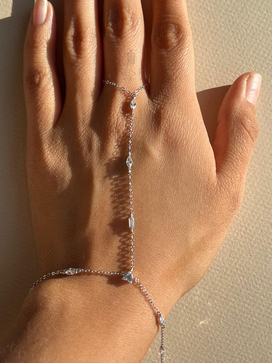 Dainty multi stone handchain bracelet CZ wrap sterling silver hand chain bracelet trendy hand chain bracelet gift for girl multistone silver