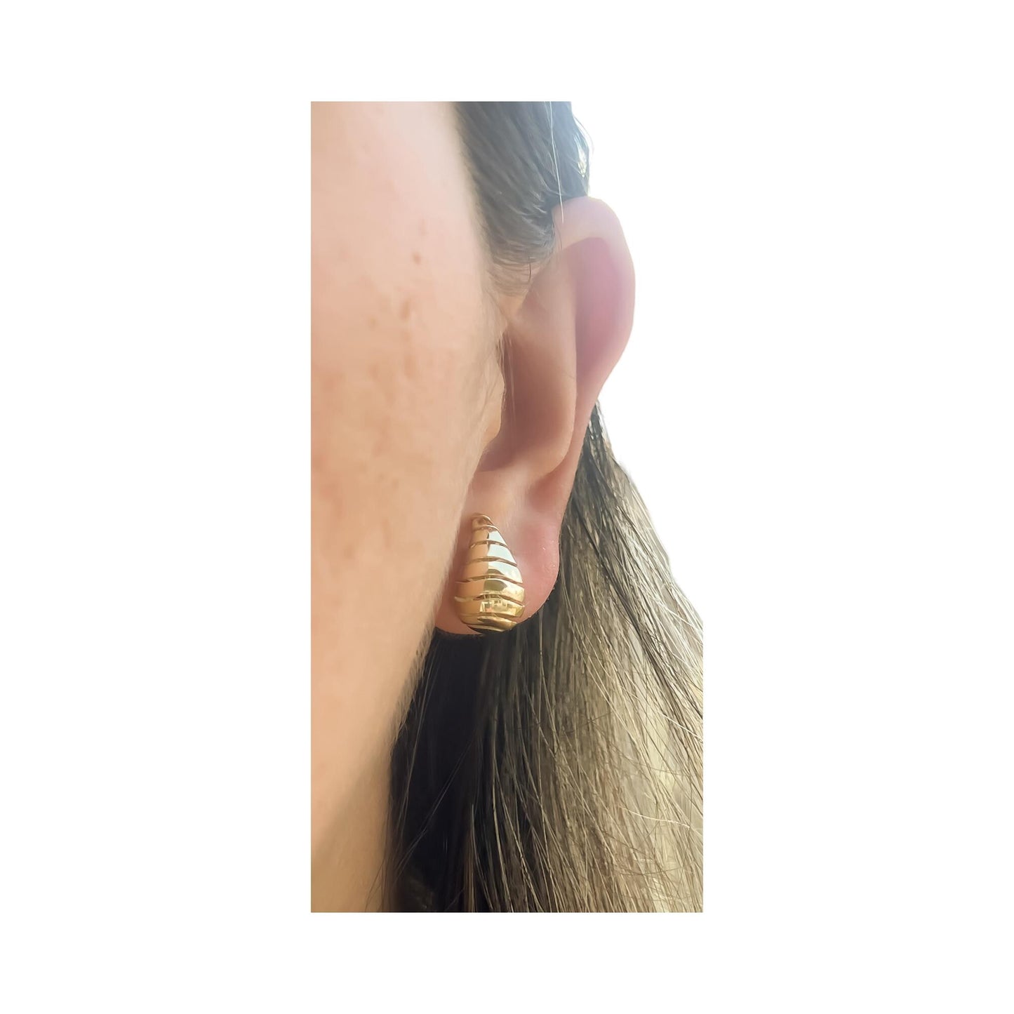Gold Teardrop cut out dupe earrings 14k gold chunky dome trendy hoop earring statement earring real gold statement earring gift for her