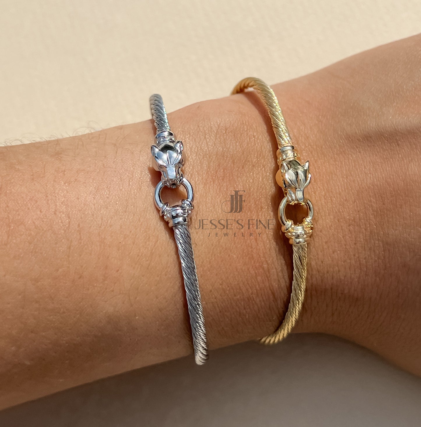 Silver Panther rope detail bangle bracelet gold and silver jaguar cuff gift for her panther cuff bangle gift for her jaguar dainty bracelet