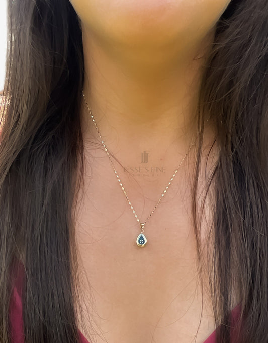Dainty evil eye teardrop pendant with blue glass evil eye tiny teardrop pendant evil eye protection jewerly evil eye amulet gift for friend