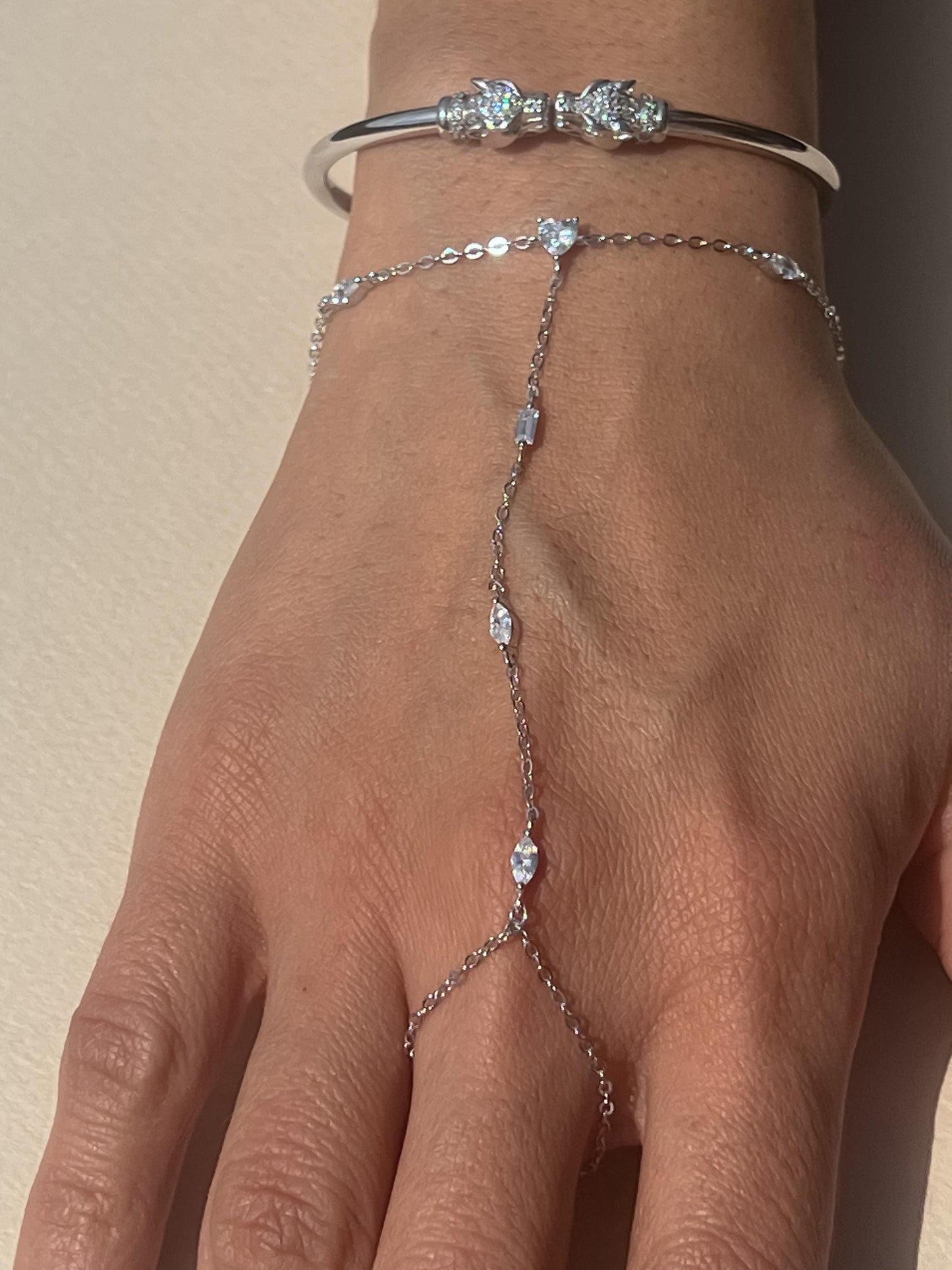 Dainty multi stone handchain bracelet CZ wrap sterling silver hand chain bracelet trendy hand chain bracelet gift for girl multistone silver