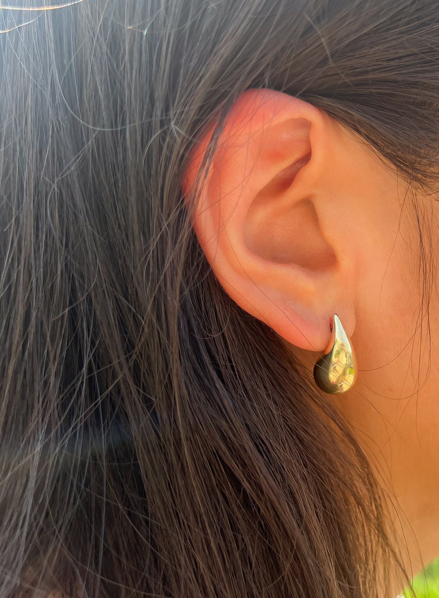 Gold Dupe teardrop earring 14k gold dome trendy hoop earring statement earring real gold dome statement earring gift for her gift for friend