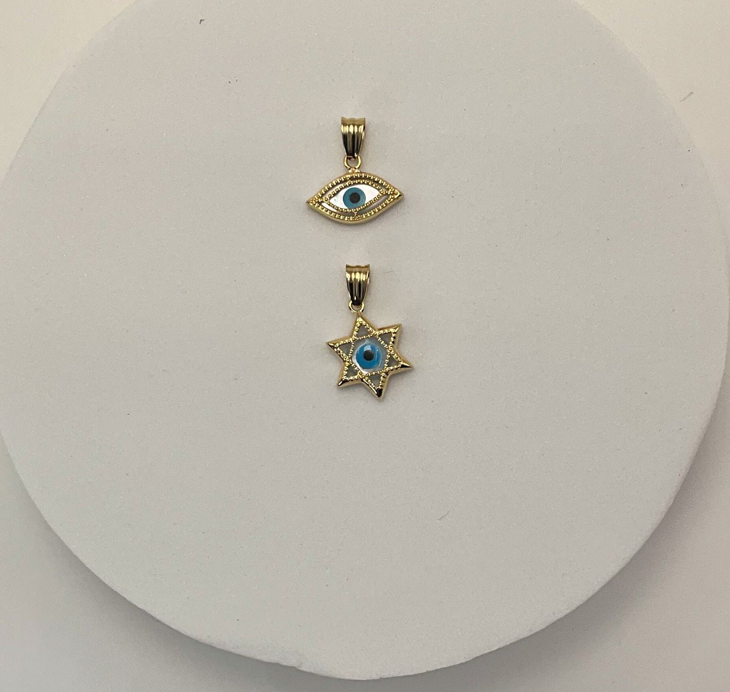 Star of David yellow gold pendant with light blue evil eye pendant Jewish evil eye pendant Star of David pendant gift for Bar Mitzvah