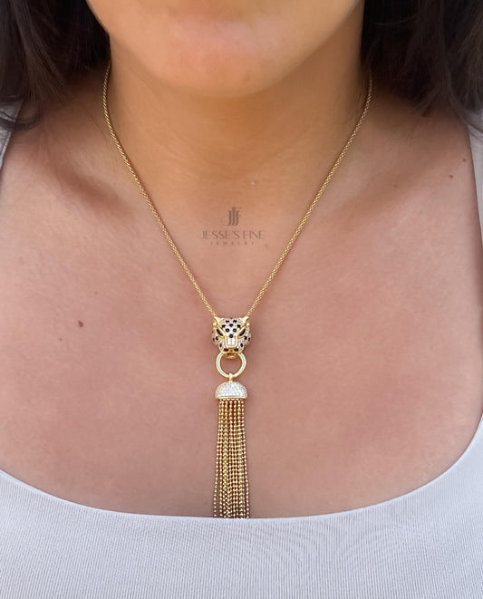 Jaguar statement dangle necklace silver panthere dangle statement necklace gold plated jaguar necklace gift for her statement necklace