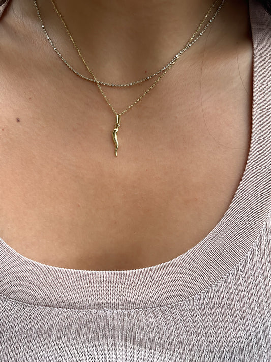 Dainty 10k yellow gold  Italian cornilcello horn good luck charm dainty pepper pendant gold italian horn good luck gifts for him malocchio