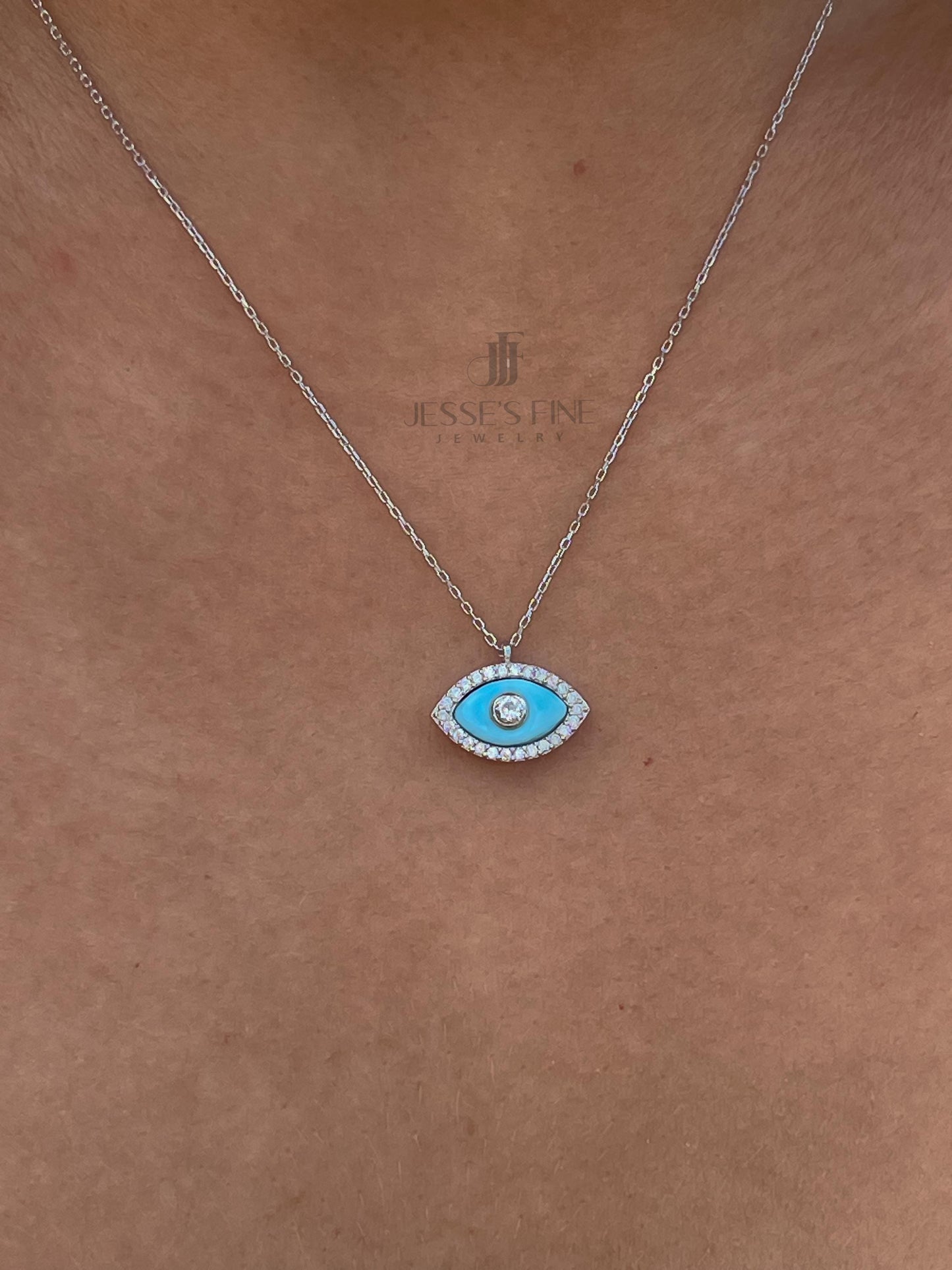 Silver light blue evil eye necklace talisman blue evil eye necklace dainty evil eye necklace for her protection baby blue evil eye amulet