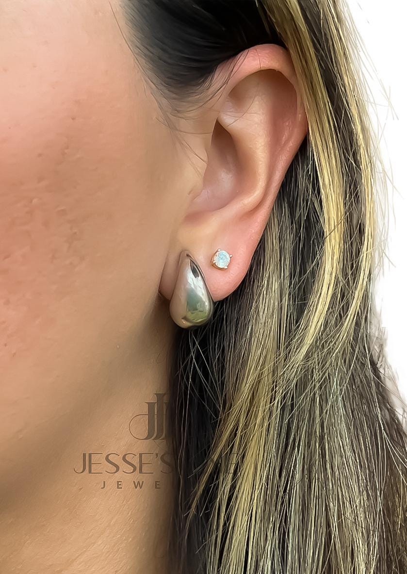 Silver Waterdrop earring large teardrop earring statement mini statement earring gift for her large puff teardrop silver small waterdrop
