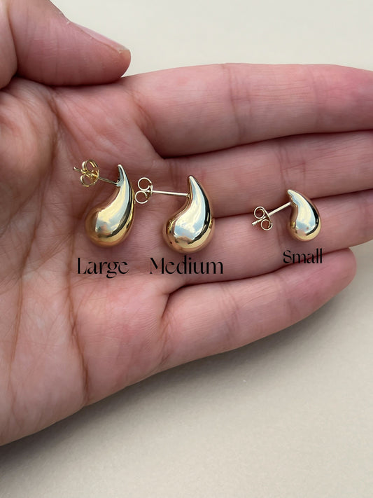 Gold Dupe teardrop earring 14k gold dome trendy hoop earring statement earring real gold dome statement earring gift for her gift for friend